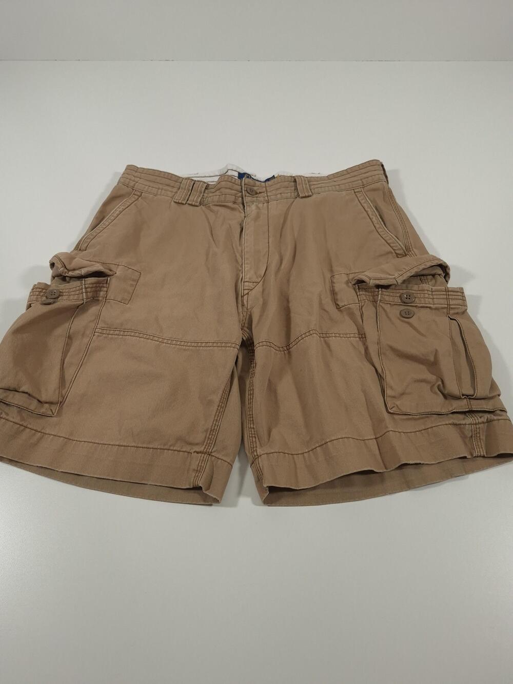 Polo Ralph Lauren Cargo Shorts Mens 38 Beige Canvas 11" Inseam Cotton Casual